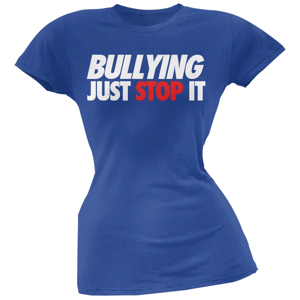 Just Stop It Bullying Royal Blue Juniors T-Shirt Juniors T-Shirts Old Glory