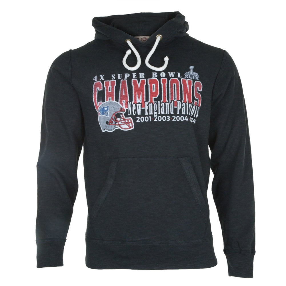 New England Patriots - Four Time Champions Fade Logo Slugger Pullover Hoodie Men's Hoodies New England Patriots 2XL Black