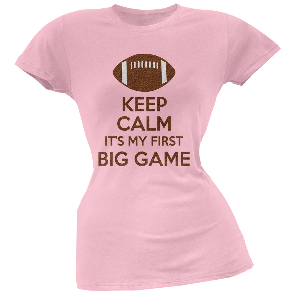 First Big Game Football Pink Juniors Soft T-Shirt Juniors T-Shirts Old Glory 2XL Pink