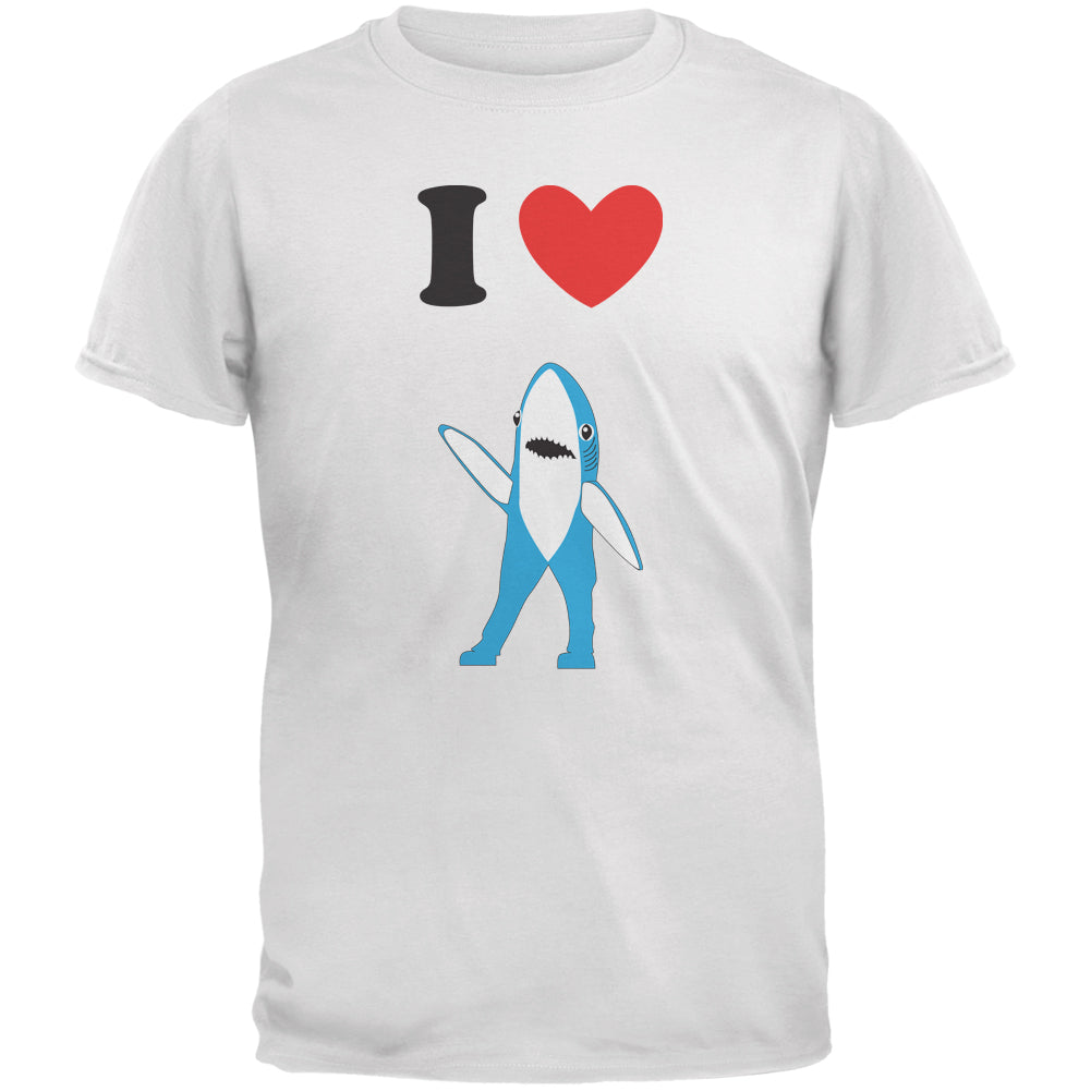 Halftime I Heart Left Shark White Adult T-Shirt Men's T-Shirts Old Glory 2XL White