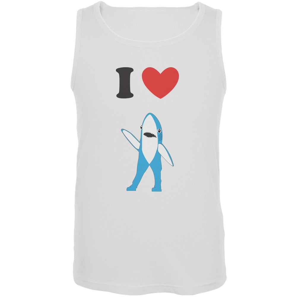Halftime I Heart Left Shark White Adult Tank Top Men's Tank Tops Old Glory 2XL White