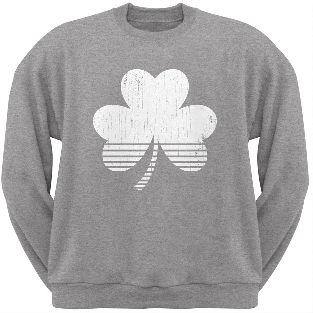 Sporty Shamrock Heather Grey Adult Sweatshirt Men's Sweatshirts Old Glory 2XL Grey
