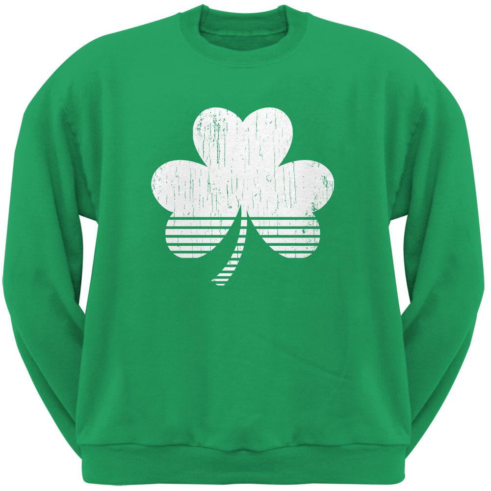 Sporty Shamrock Irish Green Adult Sweatshirt Men's Sweatshirts Old Glory 2XL Green