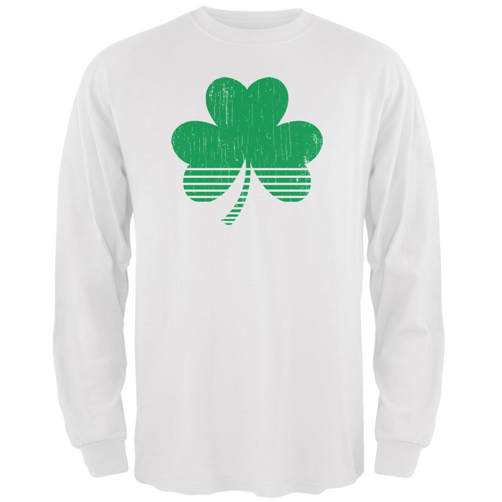 Sporty Shamrock White Adult Long Sleeve T-Shirt Men's Long Sleeves Old Glory 2XL White