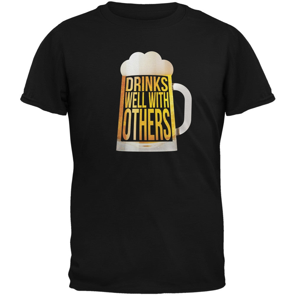 Drinks Well with Others Black Adult T-Shirt Men's T-Shirts Old Glory 2XL Black