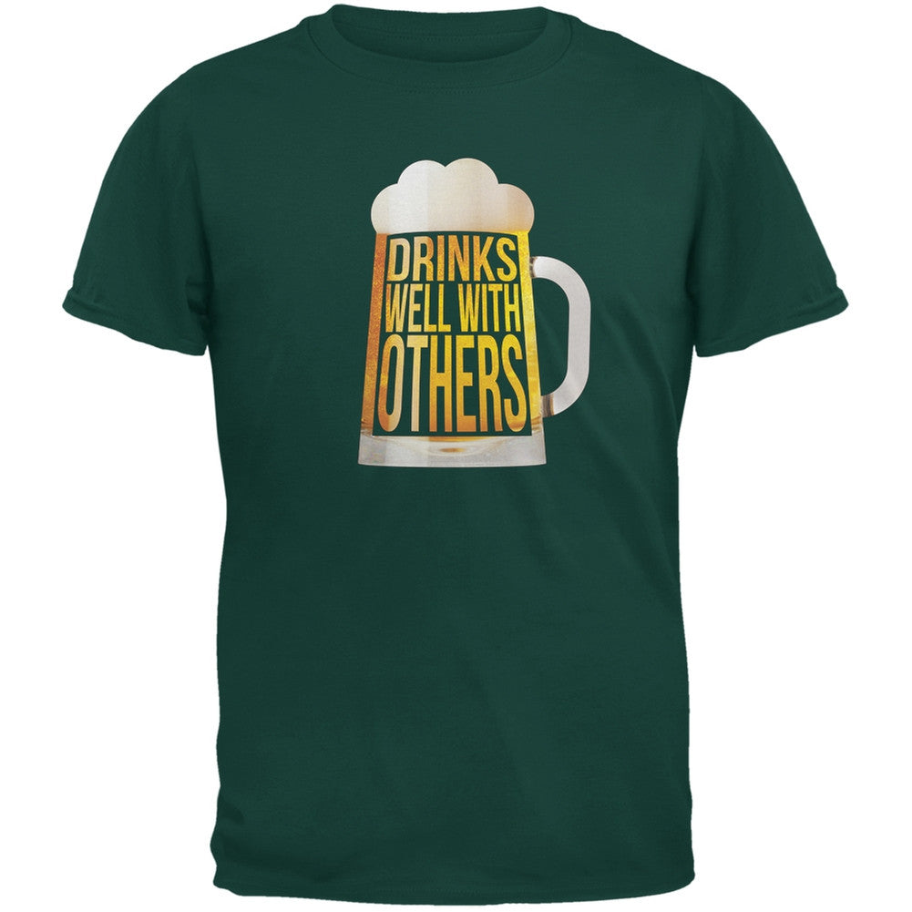Drinks Well with Others Forest Green Adult T-Shirt Men's T-Shirts Old Glory 2XL Green