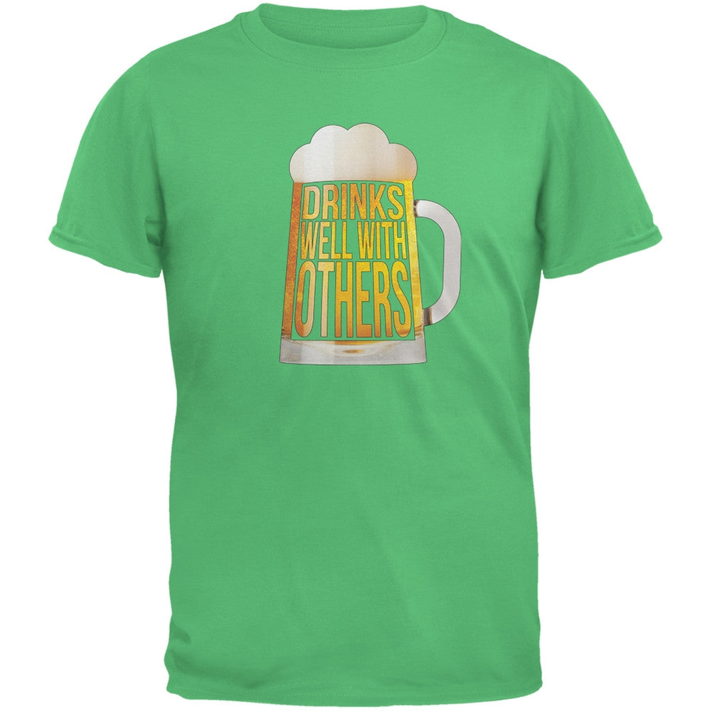 Drinks Well with Others Irish Green Adult T-Shirt Men's T-Shirts Old Glory 2XL Green