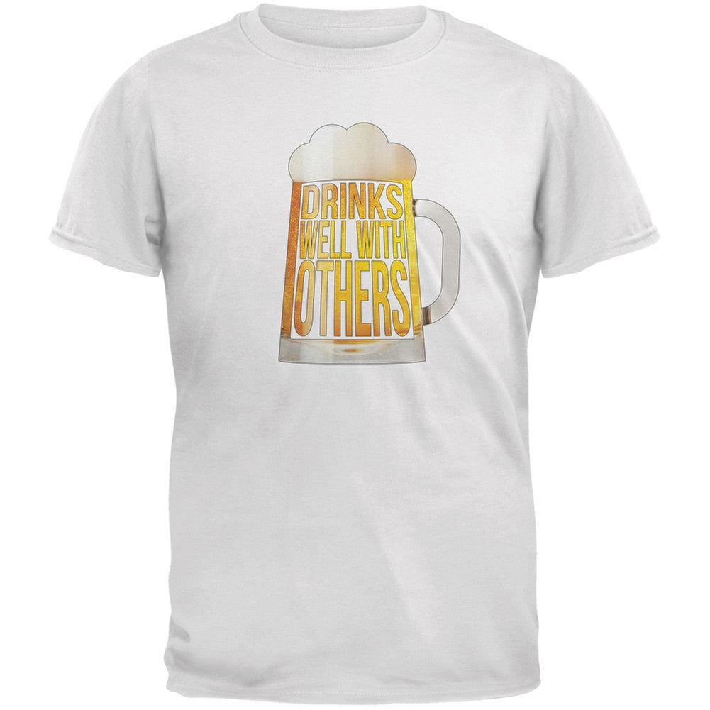 Drinks Well with Others White Adult T-Shirt Men's T-Shirts Old Glory 2XL White