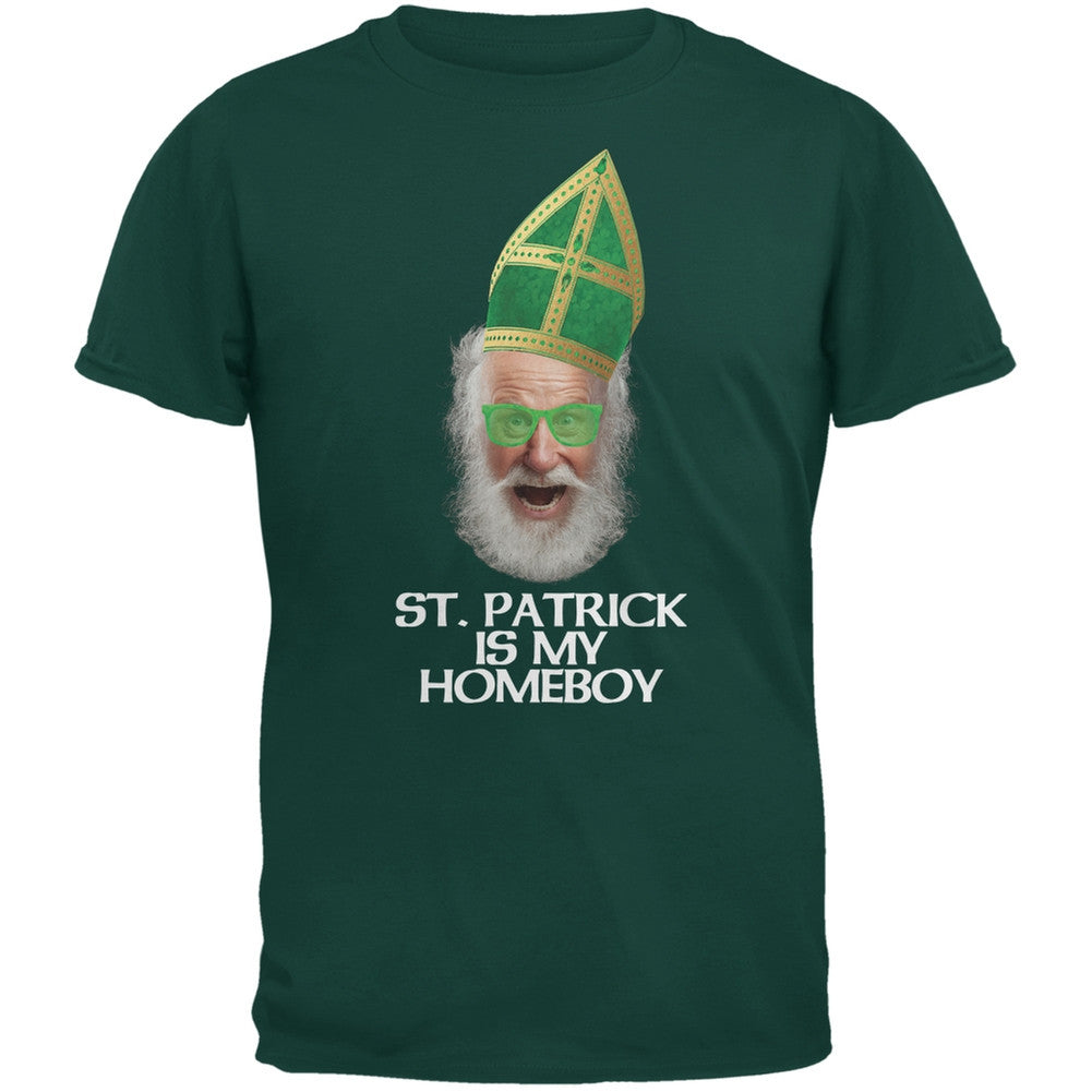 St. Patrick is My Homeboy Forest Green Adult T-Shirt Men's T-Shirts Old Glory 2XL Green