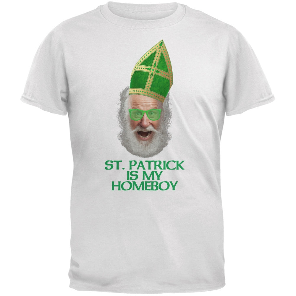St. Patrick is My Homeboy White Adult T-Shirt Men's T-Shirts Old Glory 2XL White