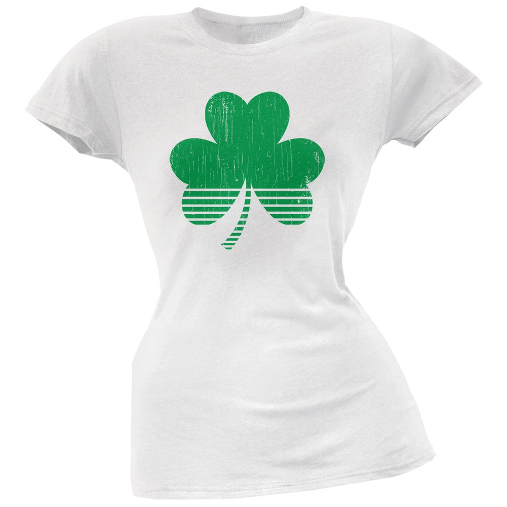 Sporty Shamrock White Soft Juniors T-Shirt Juniors T-Shirts Old Glory 2XL White