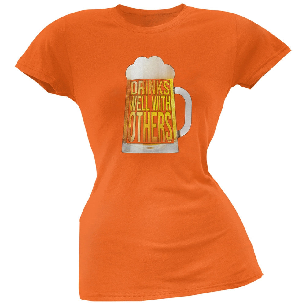 Drinks Well with Others Orange Soft Juniors T-Shirt Juniors T-Shirts Old Glory 2XL Orange