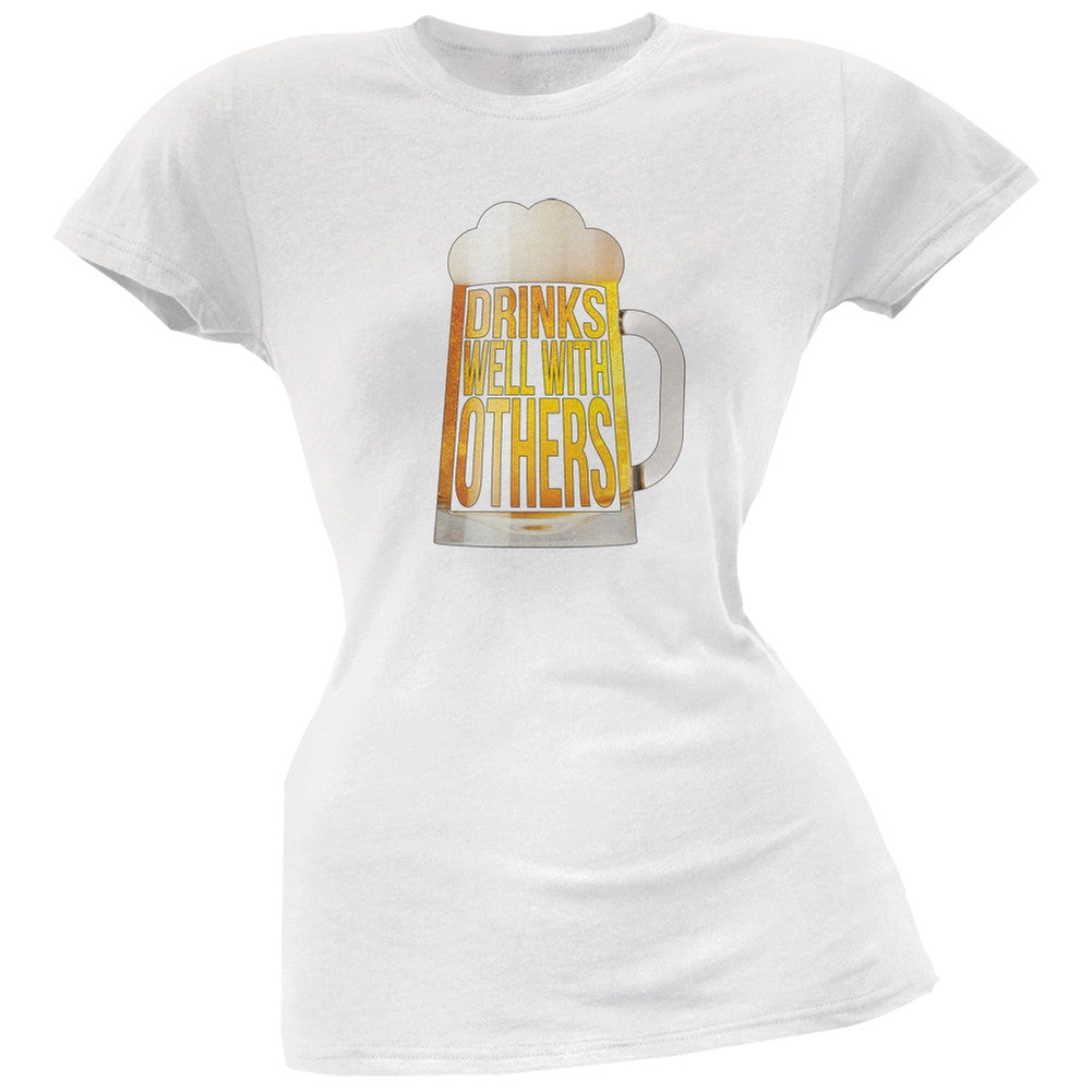 Drinks Well with Others White Soft Juniors T-Shirt Juniors T-Shirts Old Glory 2XL White