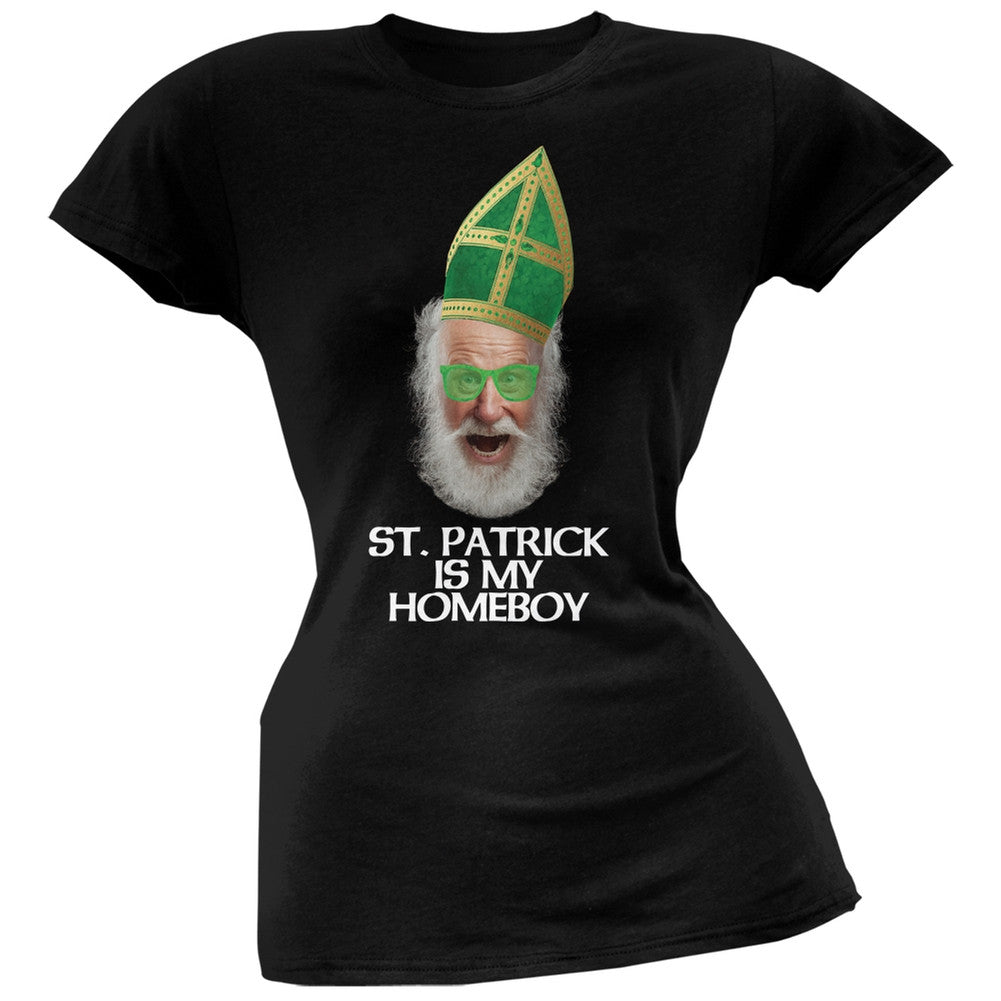 St. Patrick is My Homeboy Black Soft Juniors T-Shirt Juniors T-Shirts Old Glory 2XL Black