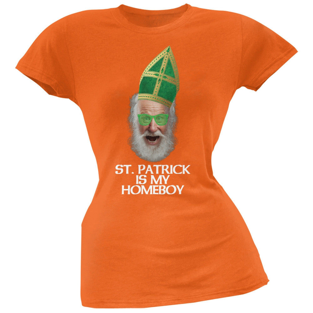 St. Patrick is My Homeboy Orange Soft Juniors T-Shirt Juniors T-Shirts Old Glory 2XL Orange