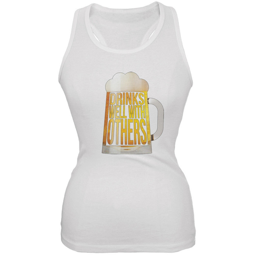 Drinks Well with Others White Soft Juniors Tank Top Juniors Tank Tops Old Glory 2XL White
