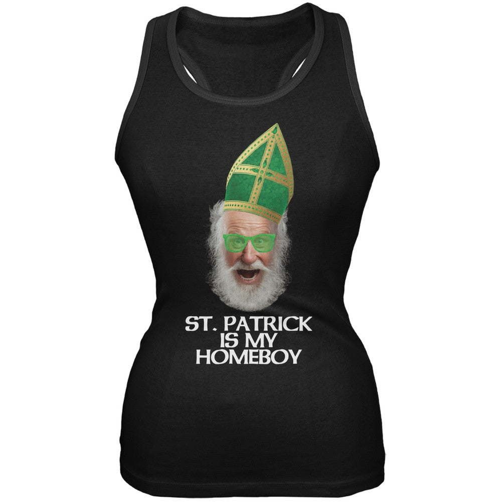 St. Patrick is My Homeboy Black Soft Juniors Tank Top Juniors Tank Tops Old Glory 2XL Black