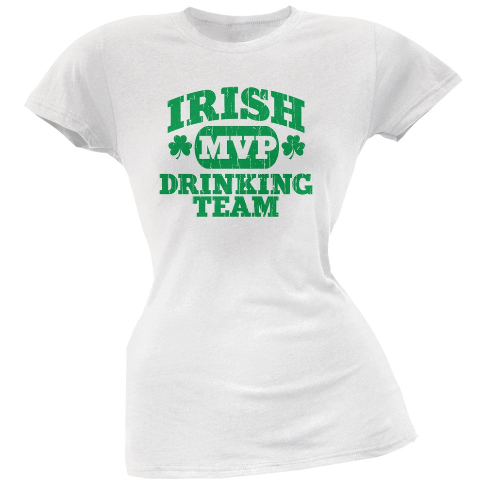 Irish Drinking Team White Soft Juniors T-Shirt Juniors T-Shirts Old Glory 2XL White