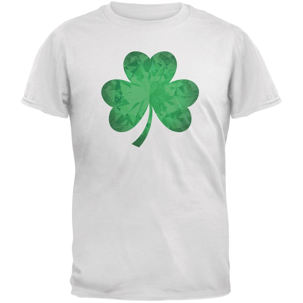 St. Patricks Day - Jeweled Shamrock White Adult T-Shirt Men's T-Shirts Old Glory 2XL White