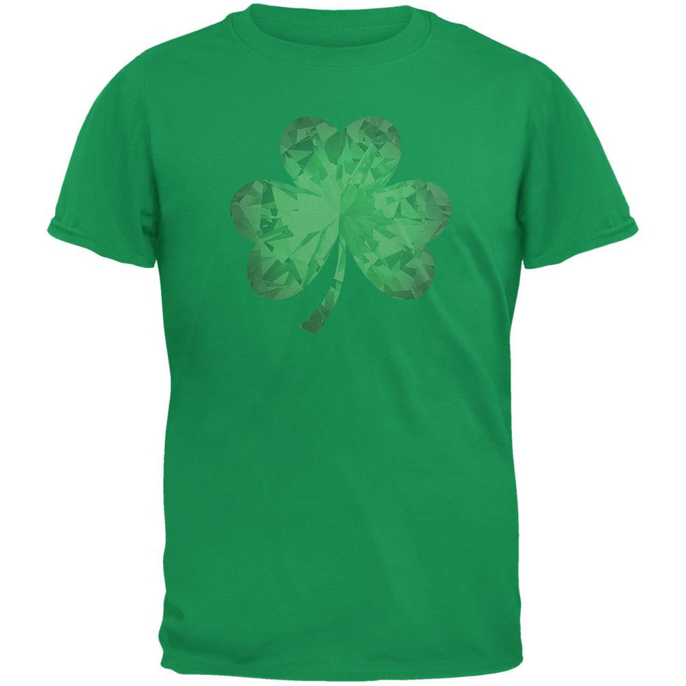 St. Patricks Day - Jeweled Shamrock Irish Green Adult T-Shirt Men's T-Shirts Old Glory 2XL Green