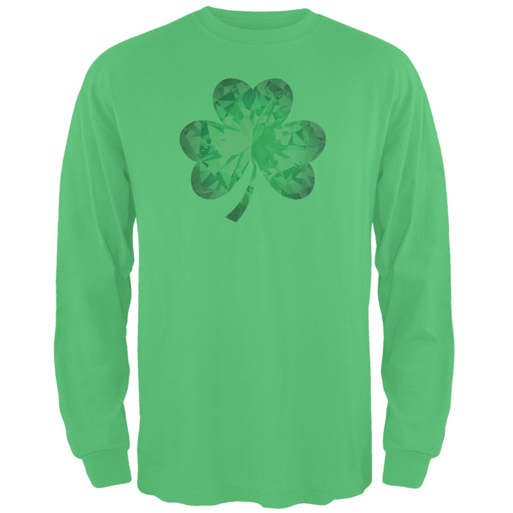 St. Patricks Day - Jeweled Shamrock Irish Green Adult Long Sleeve T-Shirt Men's Long Sleeves Old Glory 2XL Green