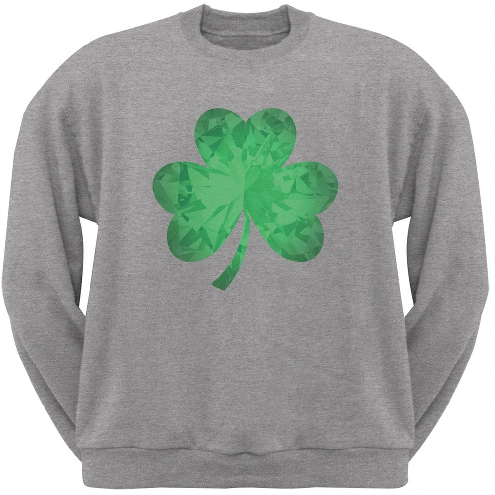 St. Patricks Day - Jeweled Shamrock Heather Grey Adult Sweatshirt Men's Sweatshirts Old Glory 2XL Grey
