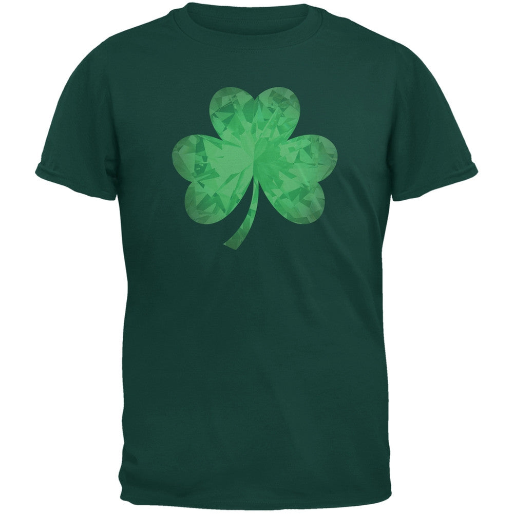 St. Patricks Day - Jeweled Shamrock Forest Green Adult T-Shirt Men's T-Shirts Old Glory 2XL Green