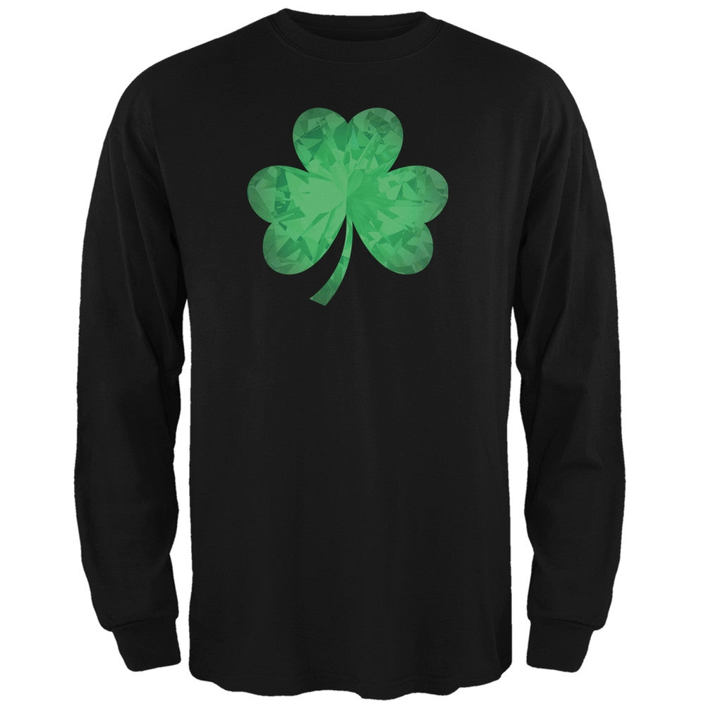 St. Patricks Day - Jeweled Shamrock Black Adult Long Sleeve T-Shirt Men's Long Sleeves Old Glory 2XL Black