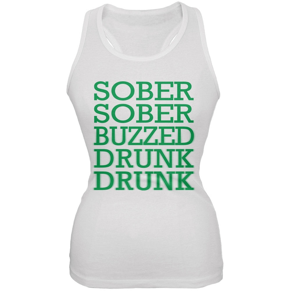St. Patrick's Day - Sober to Drunk White Soft Juniors Tank Top Juniors Tank Tops Old Glory 2XL White