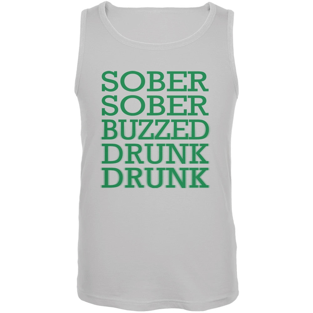 St. Patrick's Day - Sober to Drunk White Adult Tank Top Men's Tank Tops Old Glory 2XL White