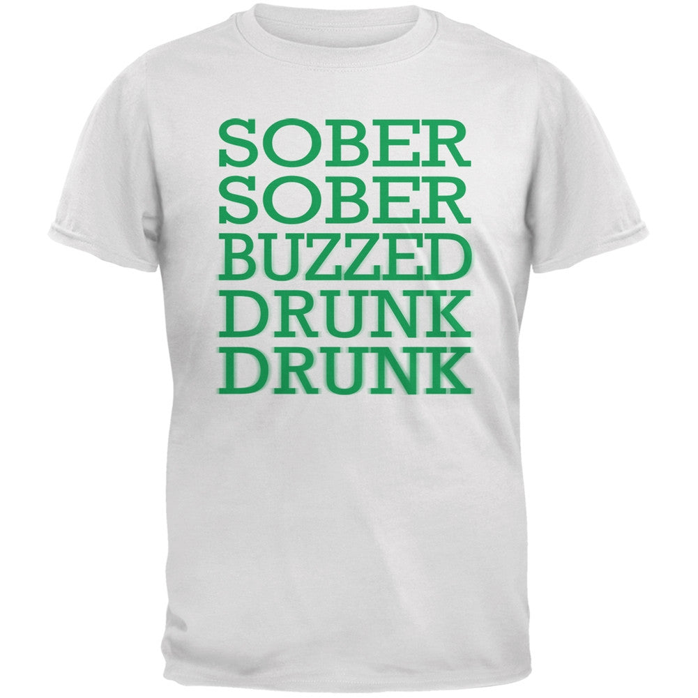 St. Patrick's Day - Sober to Drunk White Adult T-Shirt Men's T-Shirts Old Glory 2XL White