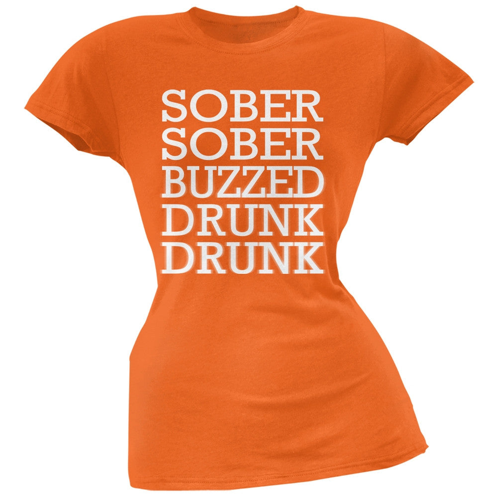 St. Patrick's Day - Sober to Drunk Orange Soft Juniors T-Shirt Juniors T-Shirts Old Glory 2XL Orange