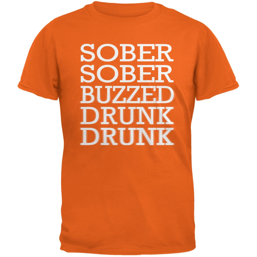 St. Patrick's Day - Sober to Drunk Orange Adult T-Shirt Men's T-Shirts Old Glory 2XL Orange