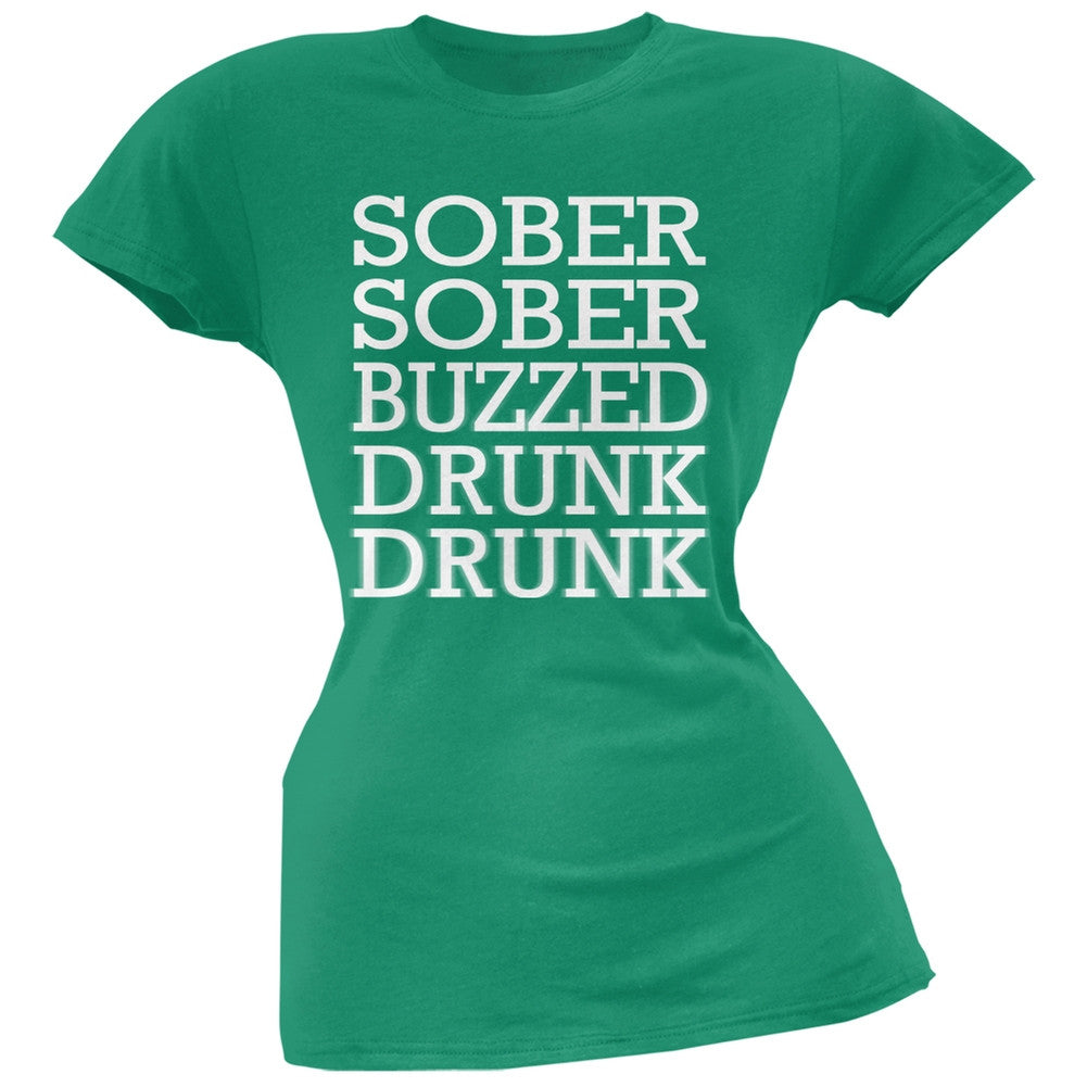 St. Patrick's Day - Sober to Drunk Kelly Green Soft Juniors T-Shirt Juniors T-Shirts Old Glory 2XL Green