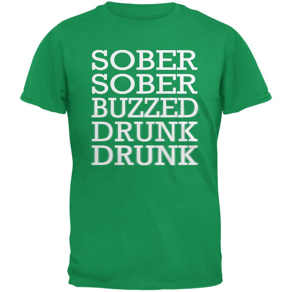 St. Patrick's Day - Sober to Drunk Irish Green Adult T-Shirt Men's T-Shirts Old Glory 2XL Green