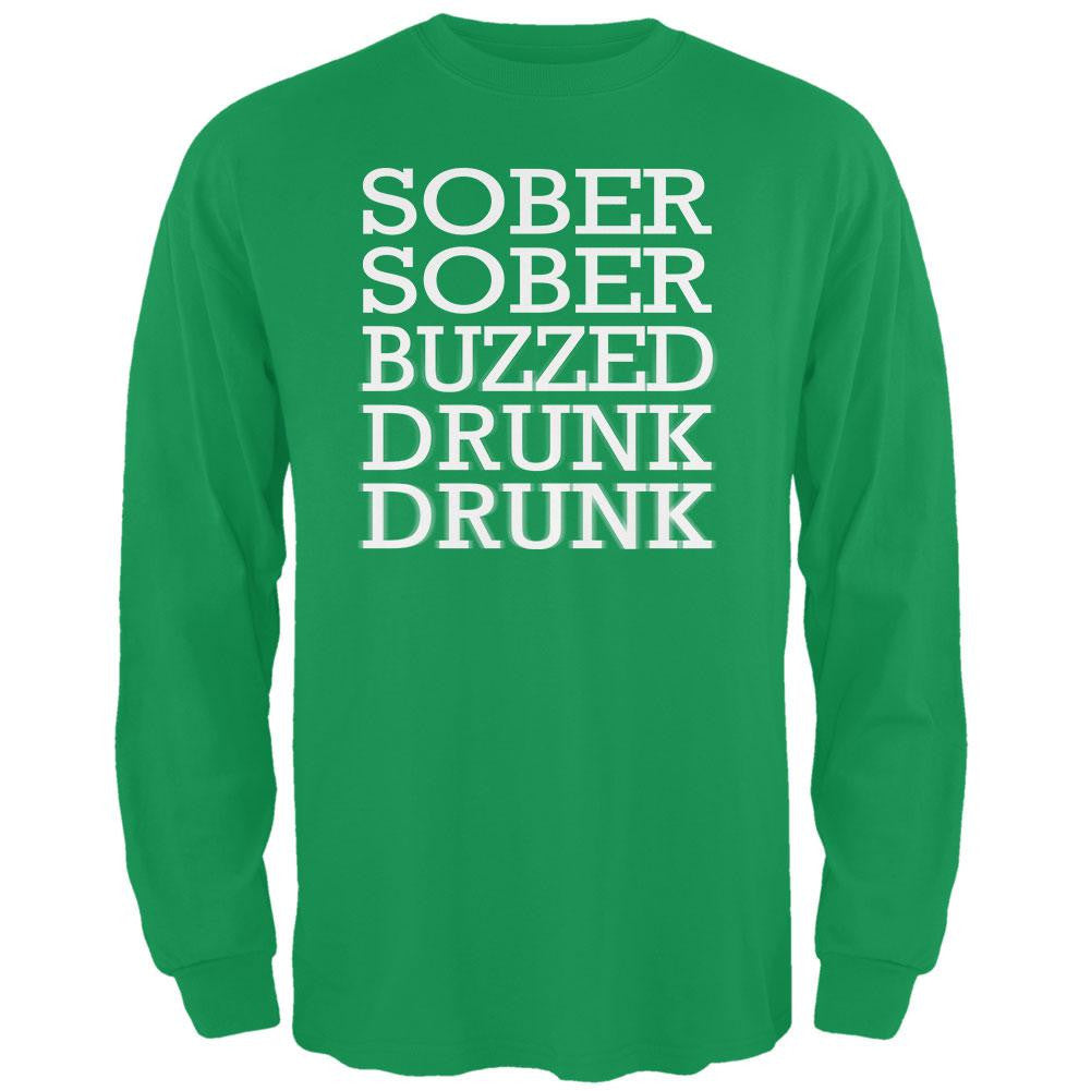 St. Patrick's Day - Sober to Drunk Irish Green Adult Long Sleeve T-Shirt Men's Long Sleeves Old Glory 2XL Green