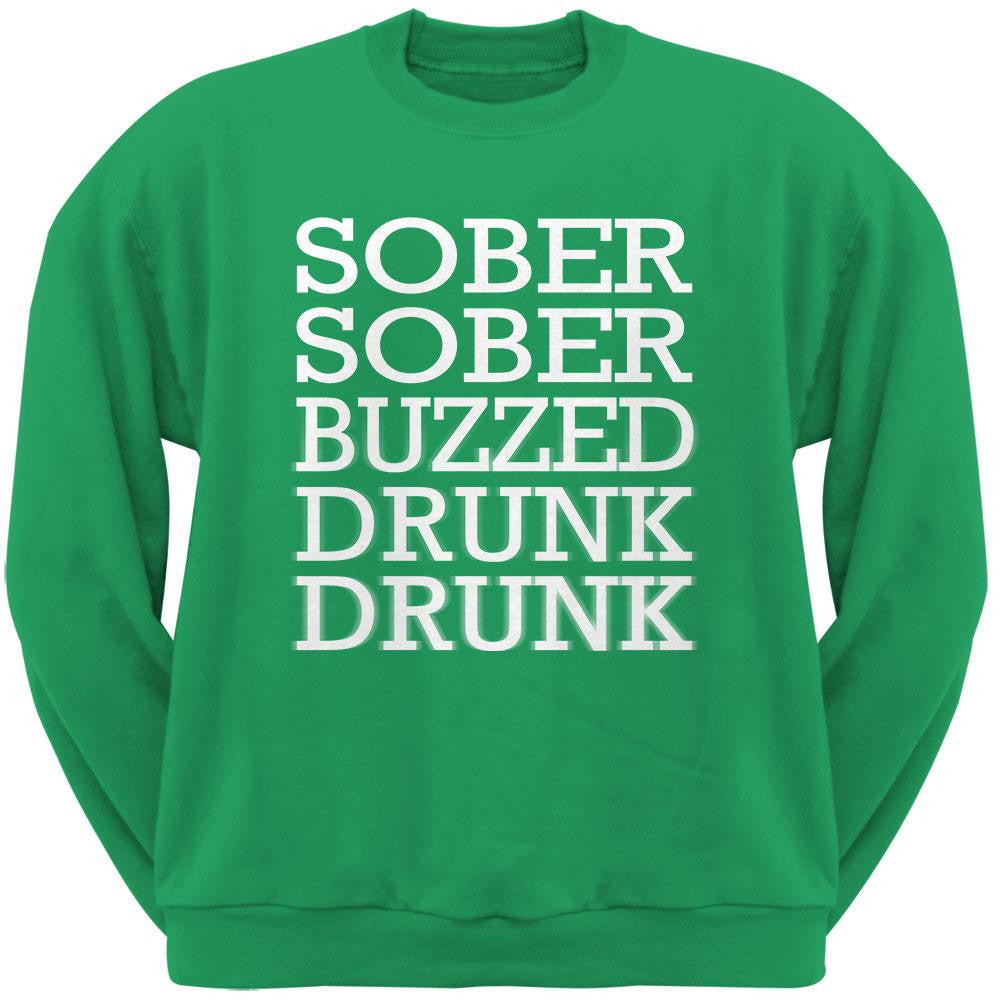 St. Patrick's Day - Sober to Drunk Irish Green Adult Sweatshirt Men's Sweatshirts Old Glory 2XL Green