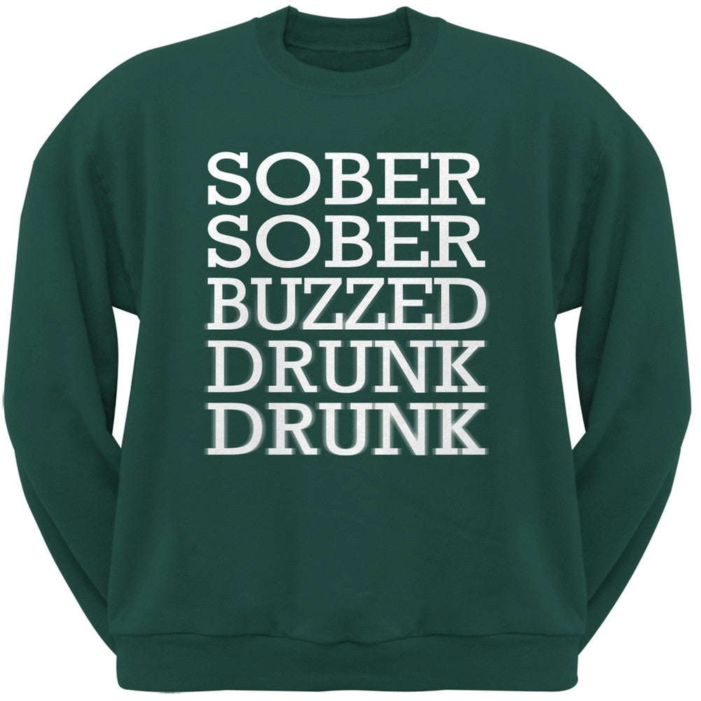 St. Patrick's Day - Sober to Drunk Forest Green Adult Sweatshirt Men's Sweatshirts Old Glory 2XL Green