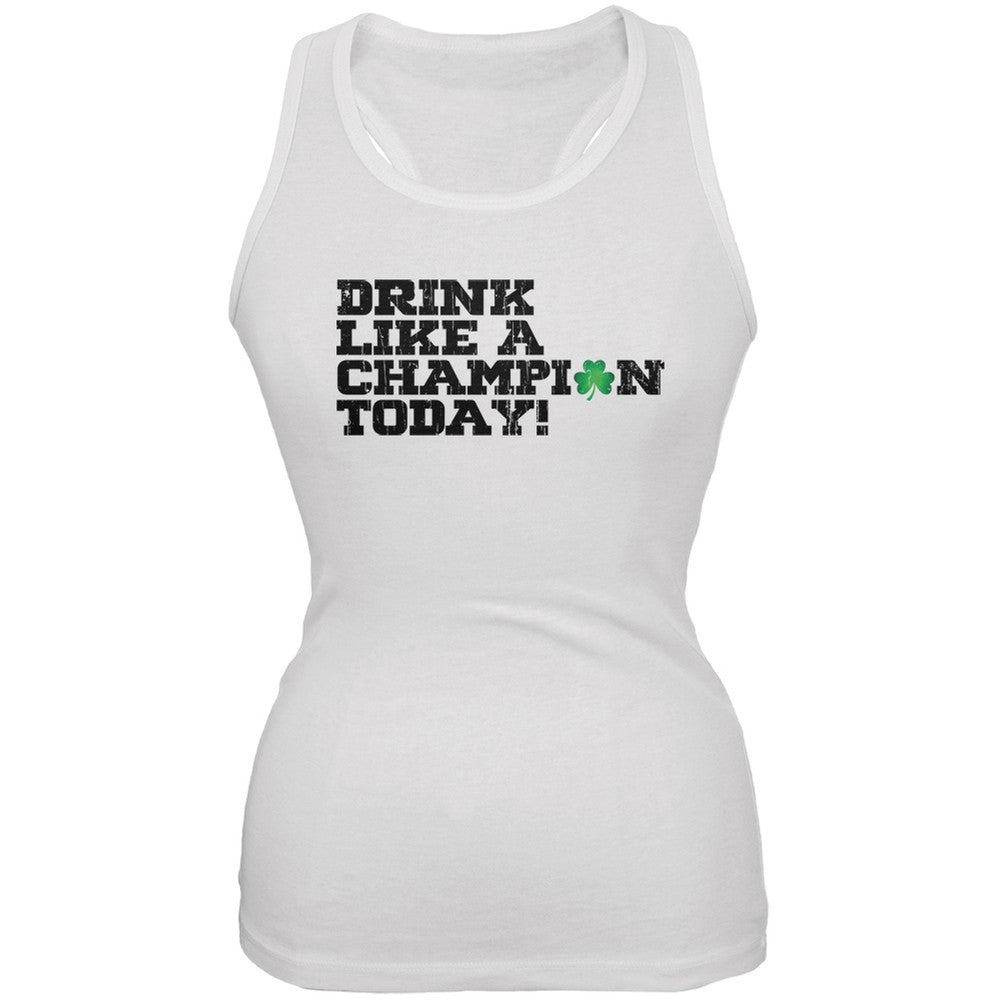 St. Patricks Day - Drink Like a Champion Today White Soft Juniors Tank Top Juniors Tank Tops Old Glory 2XL White