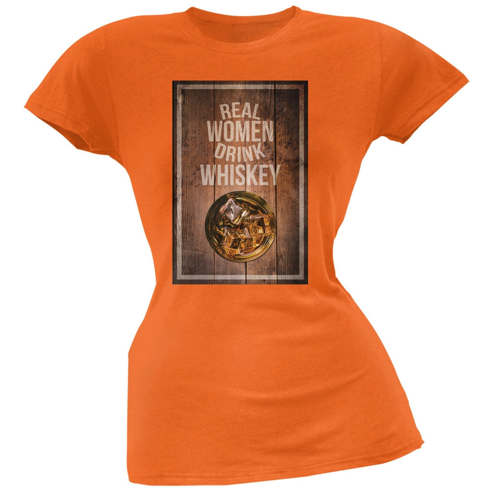 St. Patricks Day - Real Women Drink Whiskey Orange Soft Juniors T-Shirt Juniors T-Shirts Old Glory 2XL Orange