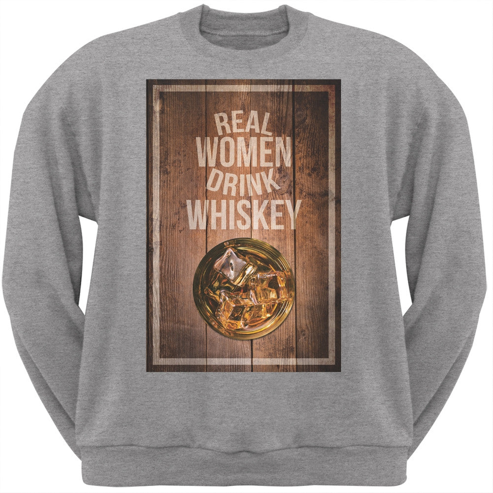 St. Patricks Day - Real Women Drink Whiskey Heather Grey Adult Sweatshirt Men's Sweatshirts Old Glory 2XL Grey