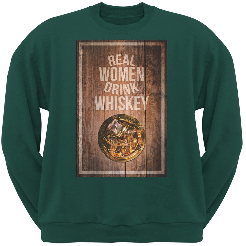 St. Patricks Day - Real Women Drink Whiskey Forest Green Adult Sweatshirt Men's Sweatshirts Old Glory 2XL Green