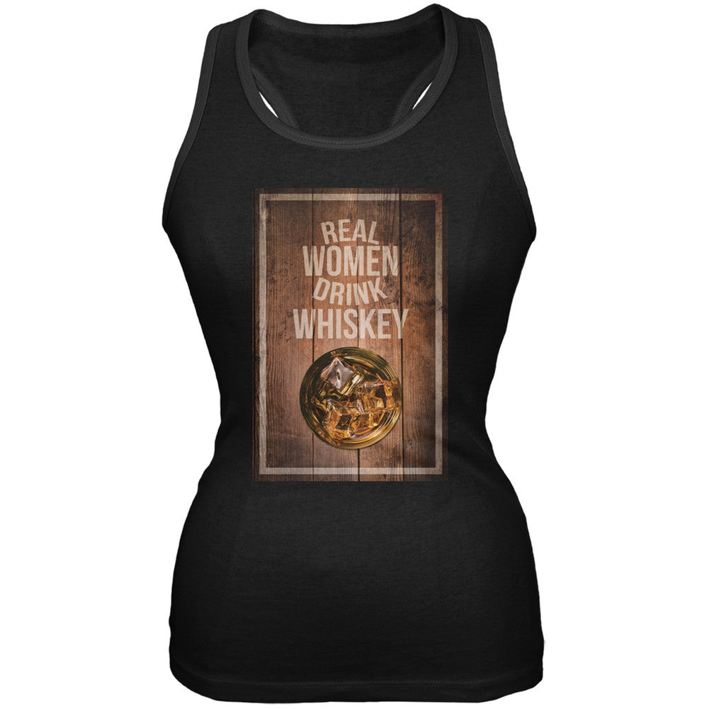 St. Patricks Day - Real Women Drink Whiskey Black Soft Juniors Tank Top Juniors Tank Tops Old Glory 2XL Black
