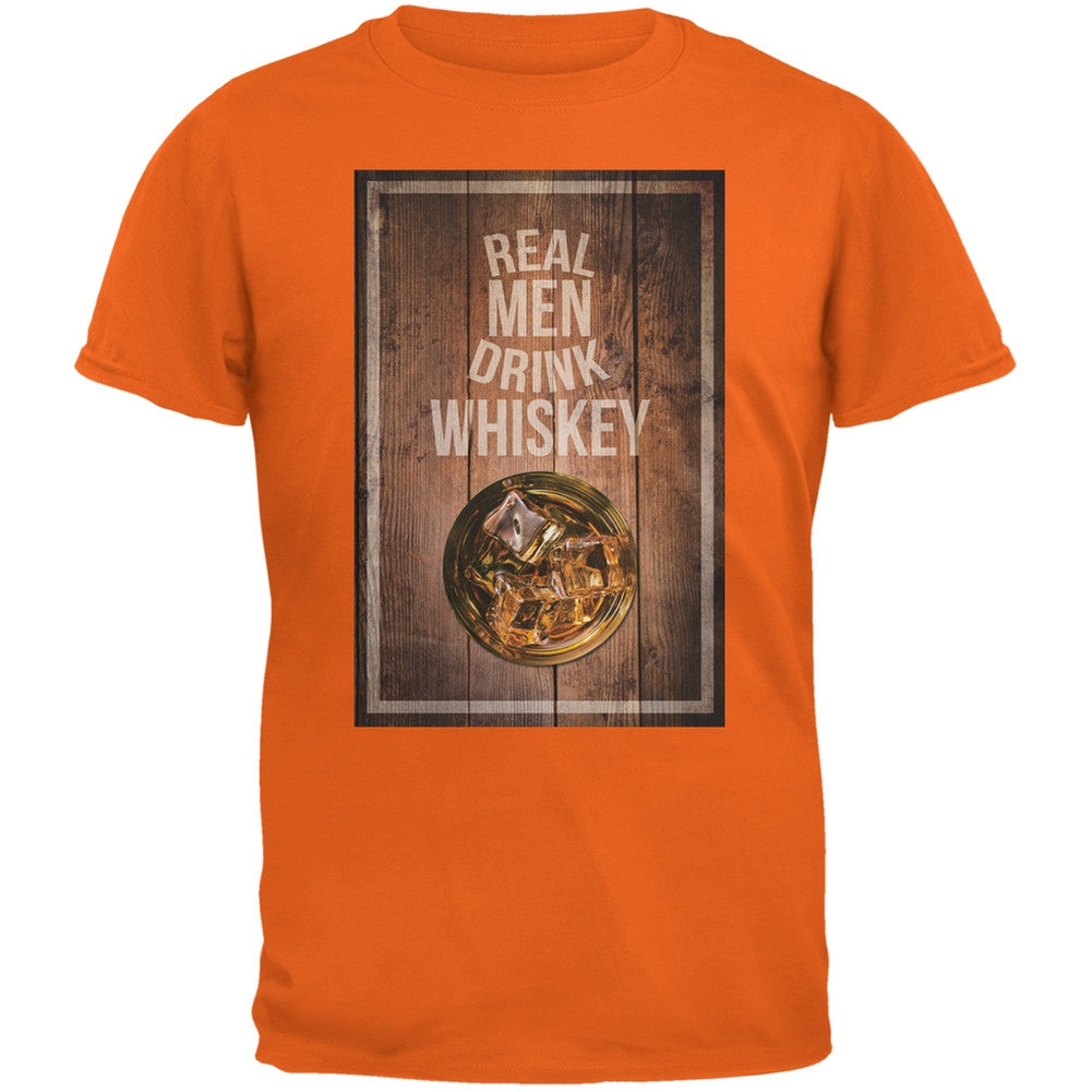St. Patricks Day - Real Men Drink Whiskey Orange Adult T-Shirt Men's T-Shirts Old Glory 2XL Orange