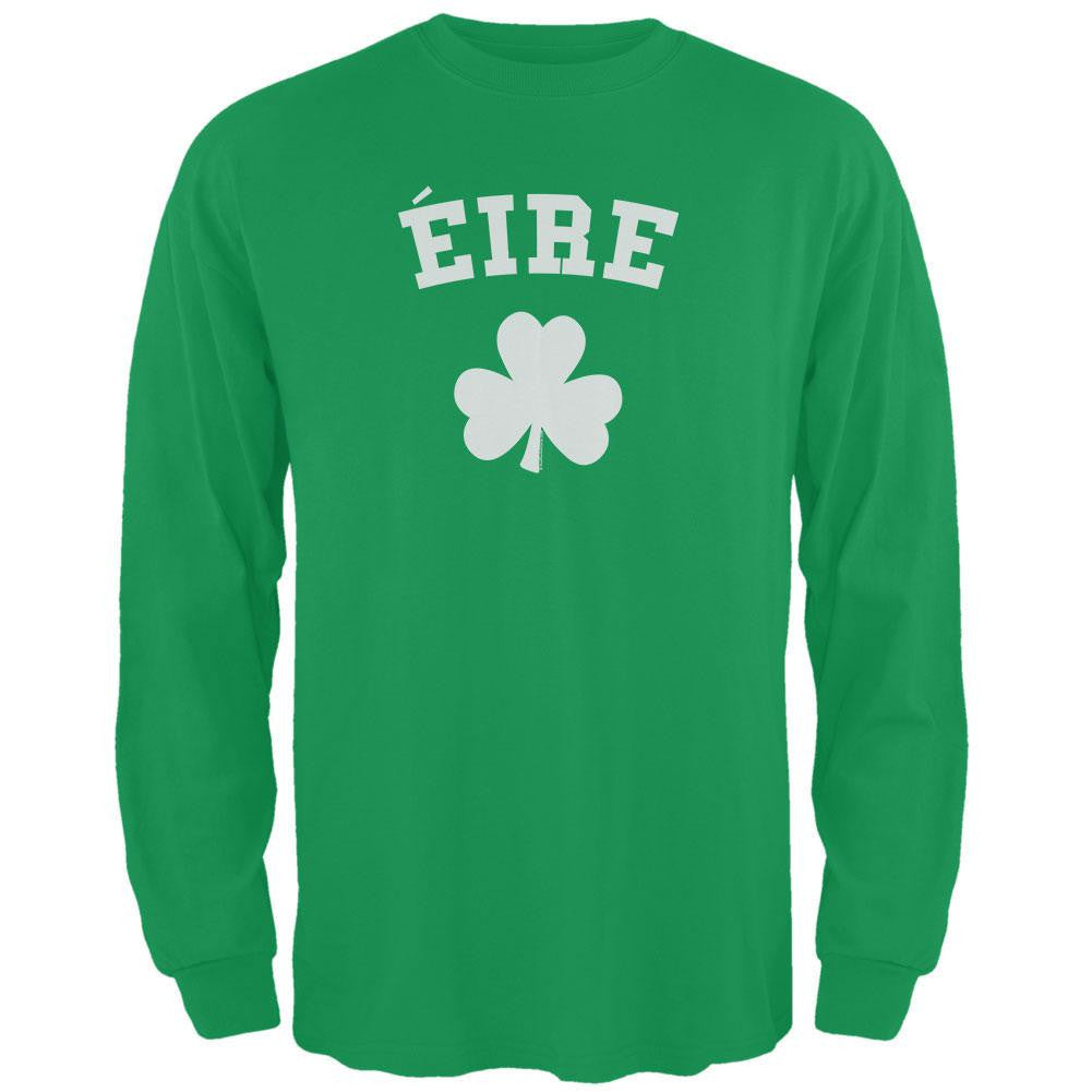 St. Patrick's Day - Eire Shamrock Green Adult Long Sleeve T-Shirt Men's Long Sleeves Old Glory 2XL Green