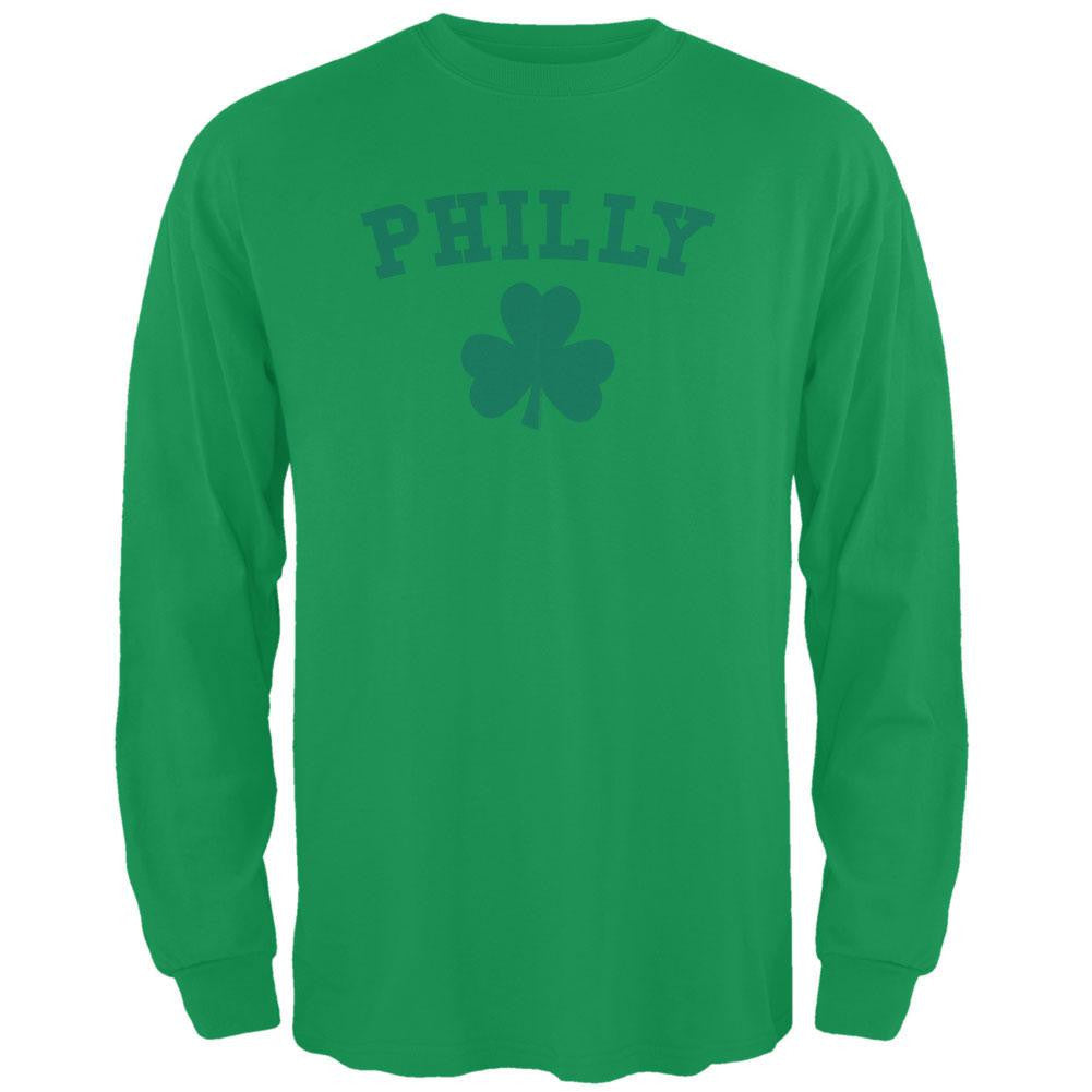 St. Patrick's Day - Philly Shamrock Green Adult Long Sleeve T-Shirt Men's Long Sleeves Old Glory 2XL Green
