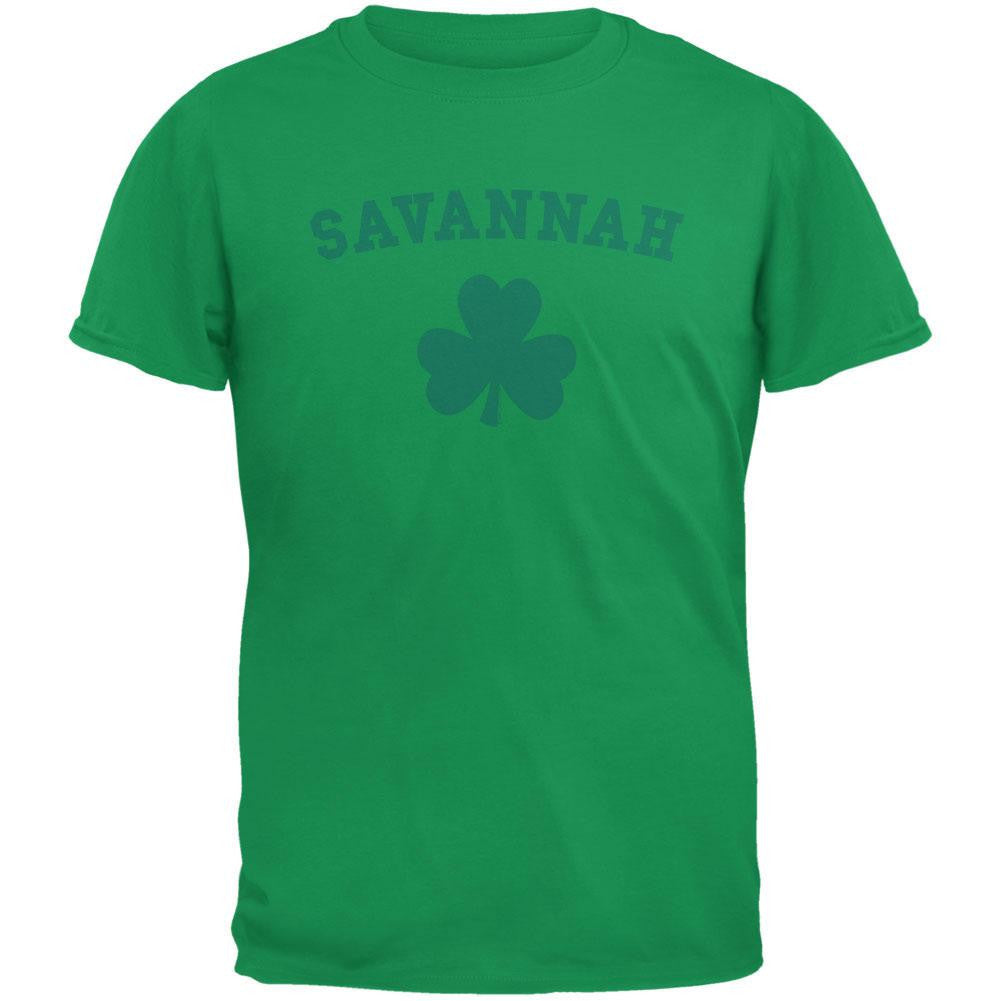St. Patrick's Day - Savannah Shamrock Green Adult T-Shirt Men's T-Shirts Old Glory 2XL Green