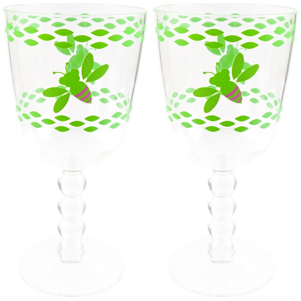 Bee Set Of Two Wine Glasses Wine Glasses Animalworld