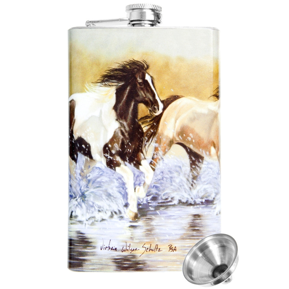 Horses Running In Water Stainless Steel Flask Flasks AnimalWorld