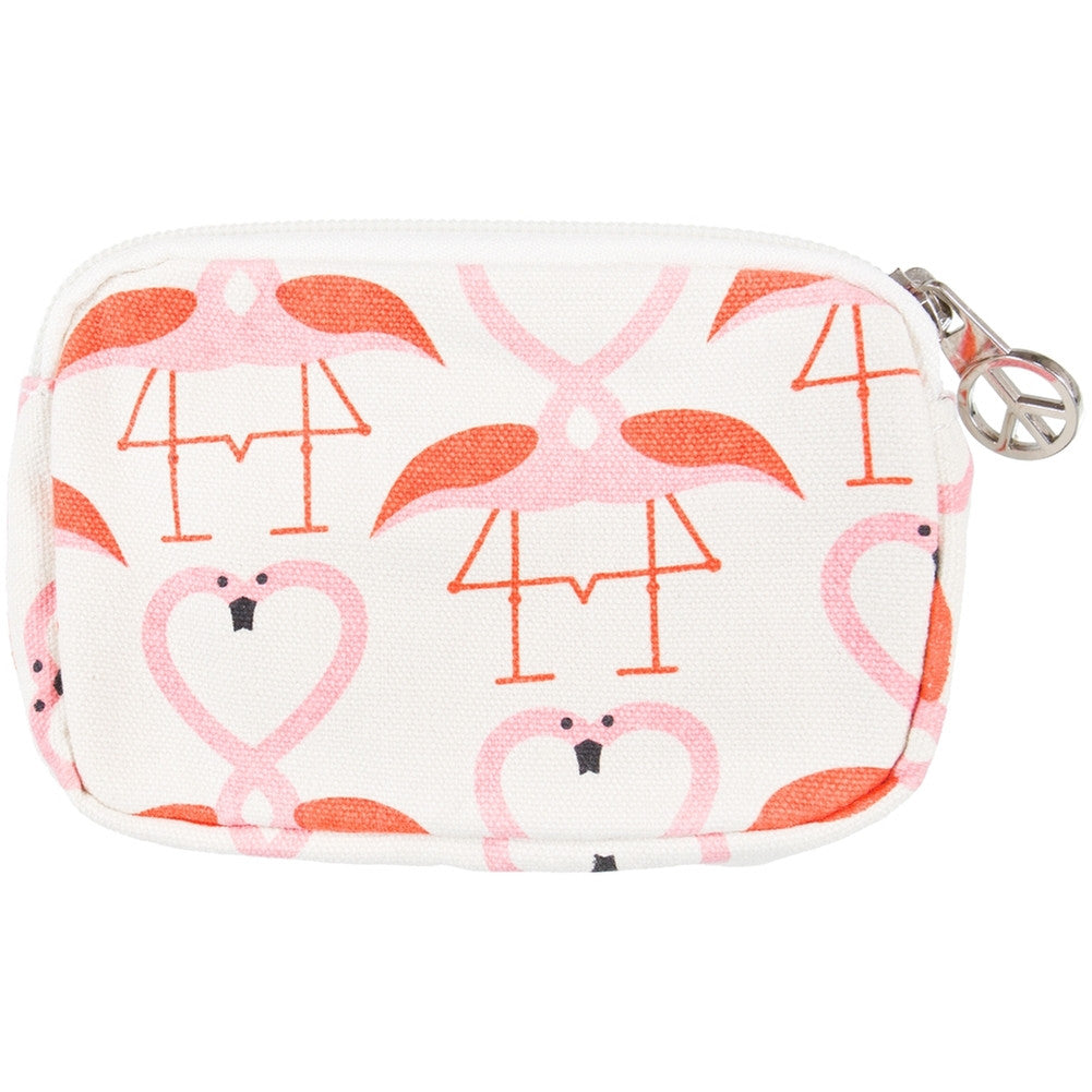 Flamingo Kissing Hearts Wristlet Purses Animalworld OS Off White & Pink